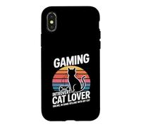 Custodia per iPhone X/XS Amante dei gatti introversi di gioco online offline con Cat