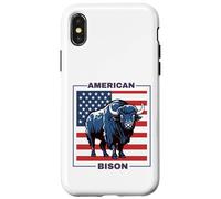 Custodia per iPhone X/XS American Bisonte Patriottico USA Bandiera Big Game Hunter Fluffy Mucca