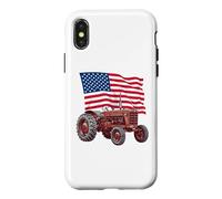 Custodia per iPhone X/XS American USA Flag Tractor Farmer