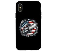 Custodia per iPhone X/XS Americano Chainsaw Logger Arboricoltore boscaiolo Falegname USA