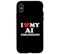 Custodia per iPhone X/XS Amo la mia ragazza AI Divertente Tech Amore virtuale