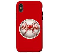 Custodia per iPhone X/XS Amo la palla da baseball Heartbeat, giocatore di cuore, allenatore, amante dei tifosi