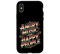 Custodia per iPhone X/XS Angry Music For Happy People Emo Fan Punk Listener -