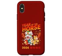 Custodia per iPhone X/XS Anno del Cavallo 2026 Capodanno Cinese Fuochi d'artificio Design
