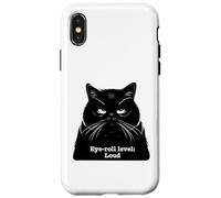 Custodia per iPhone X/XS Annoyed Cat Eye-Roll level Sarcastico Rolling Eyes Kawaii Cat