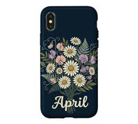 Custodia per iPhone X/XS April Birth Flower Daisy & Sweet Pea Birthday