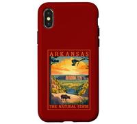 Custodia per iPhone X/XS Arkansas GPS Coordinates Travel Poster Opera d'arte Natural State