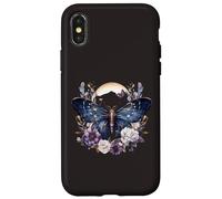 Custodia per iPhone X/XS Arte botanica della luna celeste della falena