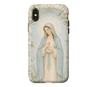 Custodia per iPhone X/XS Arte di preghiera cattolica della Vergine Maria floreale con grazia pacifica