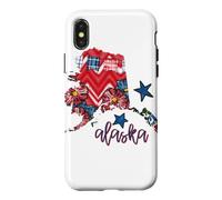 Custodia per iPhone X/XS Arte regionale con stelle scozzesi floreali dell'Alaska