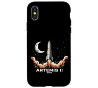 Custodia per iPhone X/XS Artemis II Missione Luna 2026 Razzo spaziale vintage