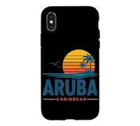 Custodia per iPhone X/XS Aruba Caraibi Retro Tramonto Vacanza