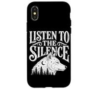 Custodia per iPhone X/XS Ascolta il silenzio Lupo Escursionismo Campeggio Fauna Sel