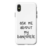 Custodia per iPhone X/XS Ask Me About My Banjolele Ukulele Cuore Lettere