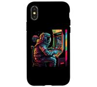 Custodia per iPhone X/XS Astronauta di gioco dell'universo dei pianeti arcade retrò