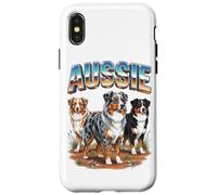 Custodia per iPhone X/XS Australian Shepherd Dog Lover Vintage anni '80 Proprietario Uomini Donne