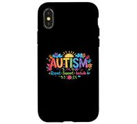 Custodia per iPhone X/XS Autism Respect Include Love Rainbow Handprints Sun Clouds