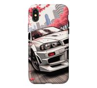 Custodia per iPhone X/XS Auto da corsa JDM Drift vintage Tokyo Sakura Flower Blossom Art