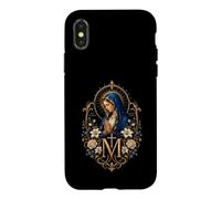 Custodia per iPhone X/XS Ave Maria Gratia Plena Vergine Maria Arte devozionale Floreale