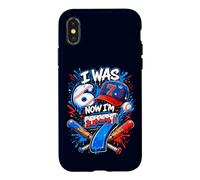 Custodia per iPhone X/XS Avevo 6 anni Ora ho 7 anni 7th Birthday Boys Ice Cream Drip Baseball