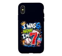 Custodia per iPhone X/XS Avevo 6 anni Ora ho 7 anni 7th Birthday Boys Ice Cream Drip Baseball