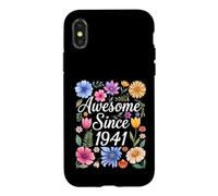 Custodia per iPhone X/XS Awesome Since 1941 - Compleanno Floreale Acquerello