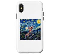 Custodia per iPhone X/XS Axolotl Fish Prehistoric Starry Night Van Gogh Style