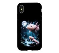 Custodia per iPhone X/XS Axolotl Ululando alla Luna 90's Retro