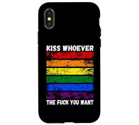 Custodia per iPhone X/XS bacia chi vuoi Bandiera arcobaleno LGBTQI