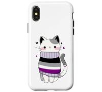 Custodia per iPhone X/XS Bandiera asessuale Kawaii LGBTQ Queer CSD