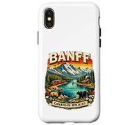 Custodia per iPhone X/XS Banff Canada Retro Mountain Scenico Parco Nazionale Souvenir