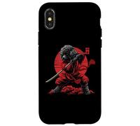 Custodia per iPhone X/XS Barboncino Papà Carino Anime Giapponese Roba Samurai Cane Ninja
