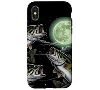 Custodia per iPhone X/XS Bass Fish Howling The Moon Vintage Pescatore Pescatore Regali