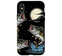 Custodia per iPhone X/XS Bass Fish Howling The Moon Vintage Pescatore Pescatore Regali