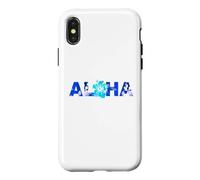 Custodia per iPhone X/XS Batik Hibiscus Fiore tonalità blu Surf Trip Vacanza Luna di miele