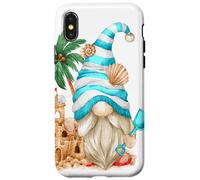 Custodia per iPhone X/XS Beach Lover With Flip Flops And Sand Castle Funny Gnome