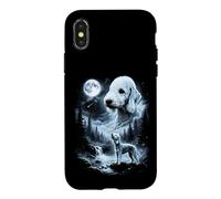 Custodia per iPhone X/XS Bedlington Terrier Howling to the Moon Retro Anni '90