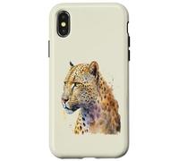 Custodia per iPhone X/XS Bellissimo ritratto leopardo acquerello