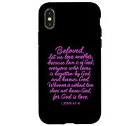 Custodia per iPhone X/XS Beloved Let Us Love One Another 1 Giovanni 4:7 Versetto della Bibbia Pregare