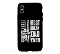 Custodia per iPhone X/XS Best Biker Dad Ever Motocrycle American Flag For Daddy