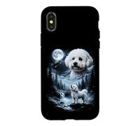 Custodia per iPhone X/XS Bichon Frise Howling to the Moon Retro Anni '90