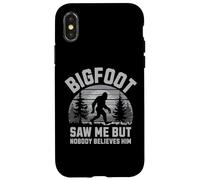 Custodia per iPhone X/XS Bigfoot Saw Me Nobody Believes Him Funny Sasquatch Uomini Ragazzi
