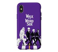 Custodia per iPhone X/XS Bigfoot - Scheletro alieno che attraversa la strada Strano Halloween
