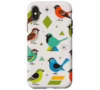 Custodia per iPhone X/XS Bird Art Mid Century Midcentury Retro Atomic Age Space
