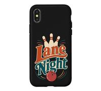 Custodia per iPhone X/XS Birilli da bowling retrò Ball Lane Night Fun