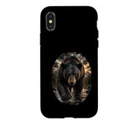 Custodia per iPhone X/XS Black Bear Mountain Wilderness Wilderness Amante degli orsi