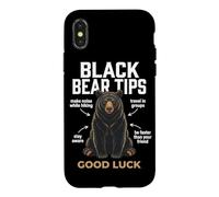 Custodia per iPhone X/XS Black Bear Tips Buona fortuna Escursionismo Fauna selvatica Umorismo Campeggio