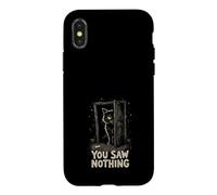 Custodia per iPhone X/XS Black Cat You Saw Nothing - Coltello divertente per Halloween
