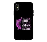 Custodia per iPhone X/XS Blessed By God - Loved By Jesus Pink Sunflower