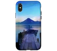 Custodia per iPhone X/XS Blue Volcano Pier Lago Atitlán - Guatemala Art